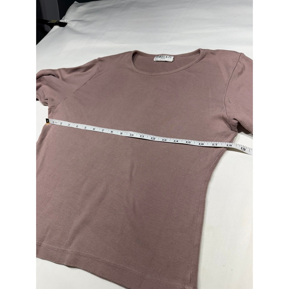 Timbuktu Station Vintage Mauve Ribbed Long Sleeve Top A-Line Hem Crew Neck - Picture 6 of 8